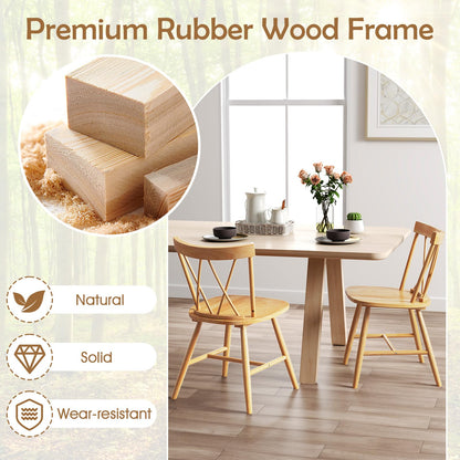 Goflame Wooden Dining Chairs Set of 2/4, Farmhouse Windsor Kitchen Chairs w/Cross Back, Wide Seat