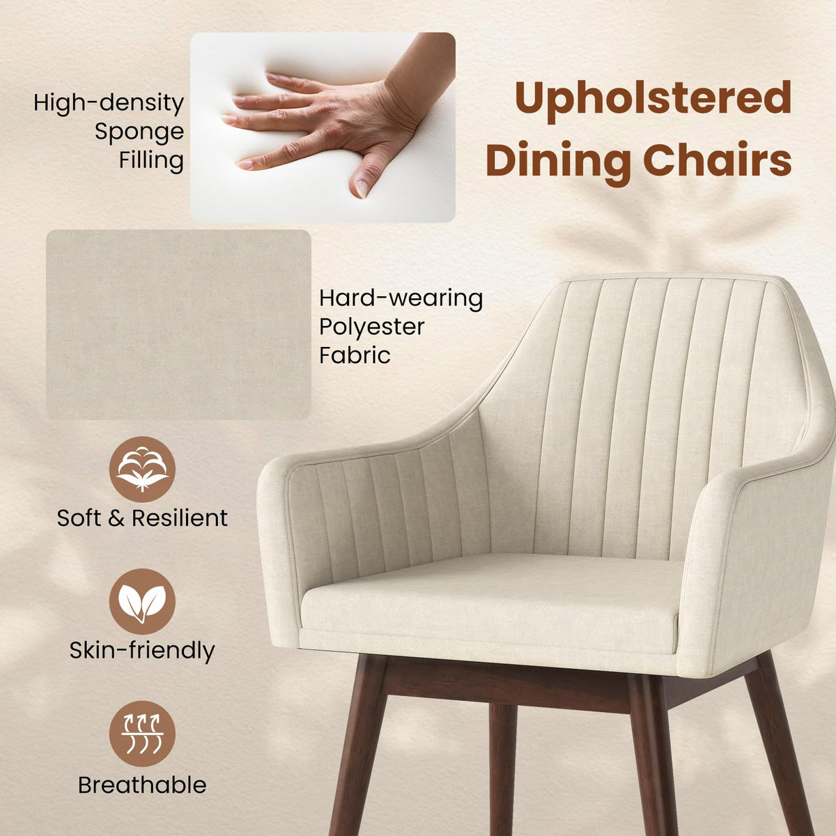 Goflame Upholstered Dining Chairs Set of 2/4 Mid Century Kitchen Chairs with Wrap-Around Backrest