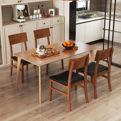 Goflame Wooden Dining Chairs Set Kitchen Side Chairs w/Rubber Wood Legs Faux Leather Upholstered Seat