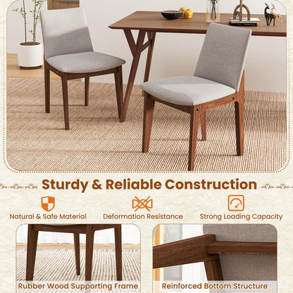 Goflame Upholstered Dining Chairs Set of 2/4, Linen Fabric Wooden Kitchen Chairs w/Rubber Wood Frame