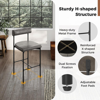 Goflame Counter Height Bar Stools, 26 Inch Upholstered Bar Chairs with Back