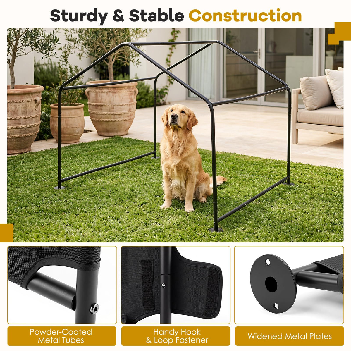 Goflame Outdoor Dog Shade Shelter with Waterproof Canopy