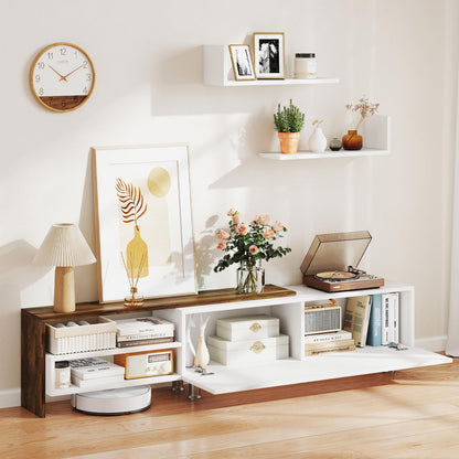 Goflame 80 Inch TV Stand and 2 Floating Shelves Set