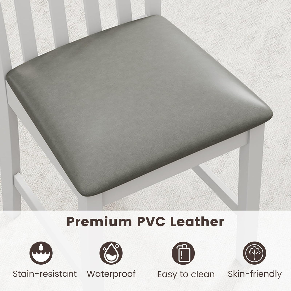 Goflame Wooden Dining Chairs Set of 2/4 Faux Leather Upholstered Kitchen Chair w/Rubber Wood Legs