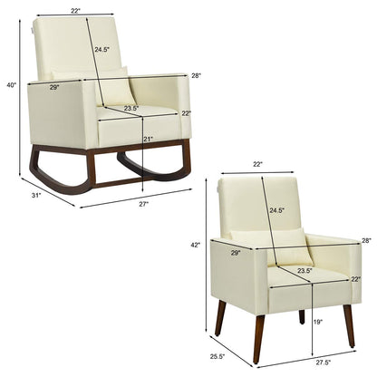 Goflame Upholstered Rocking Chair, Modern High Back Armchair