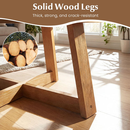 Goflame 30" Wood Center Table with Thickened Tabletop & Cross-Shaped Pine Wood Frame