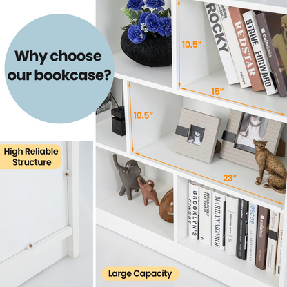 8 Cube Bookcase, Freestanding 3-Tier Open Bookshelf - Goflame