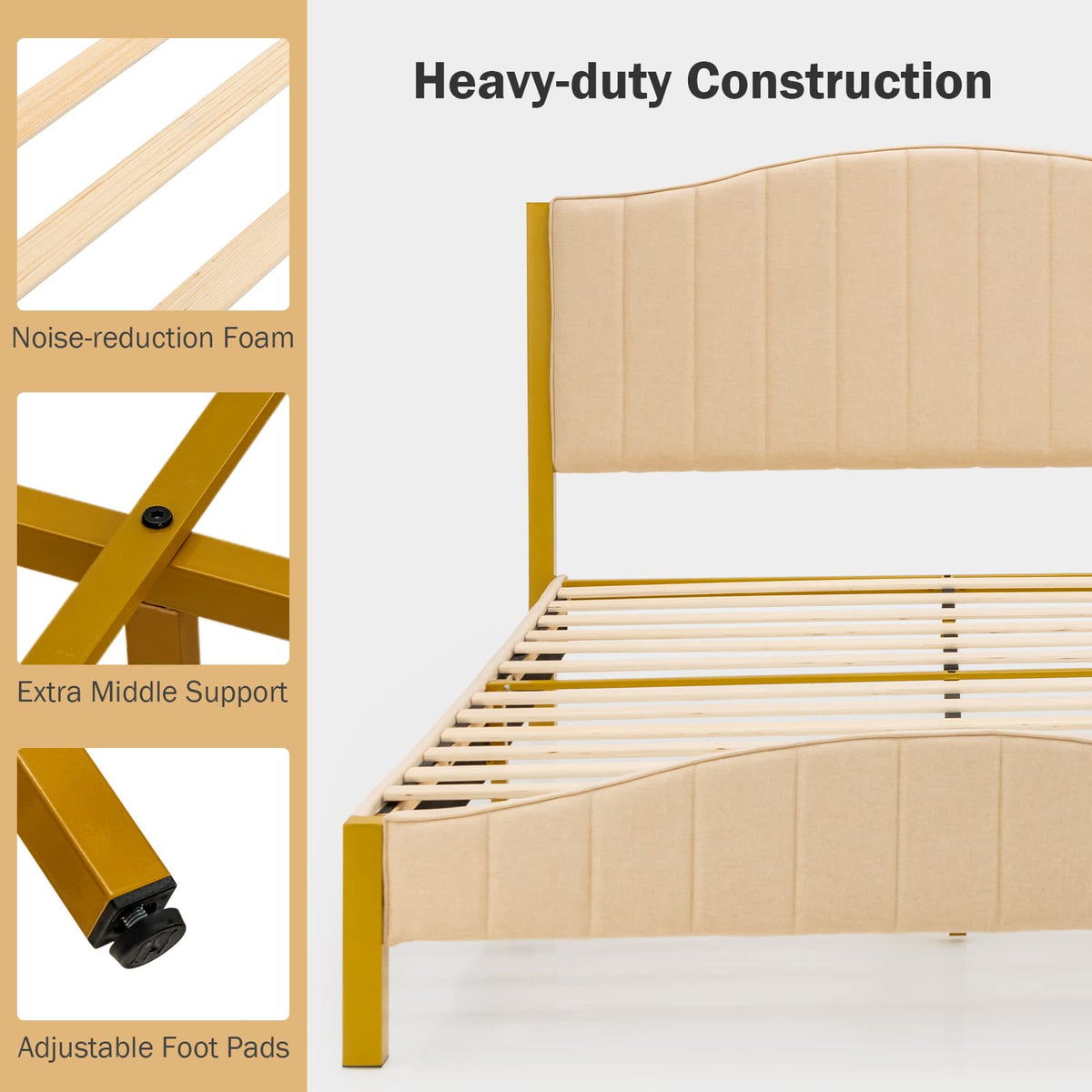Goflame Full Size Upholstered Bed Frame