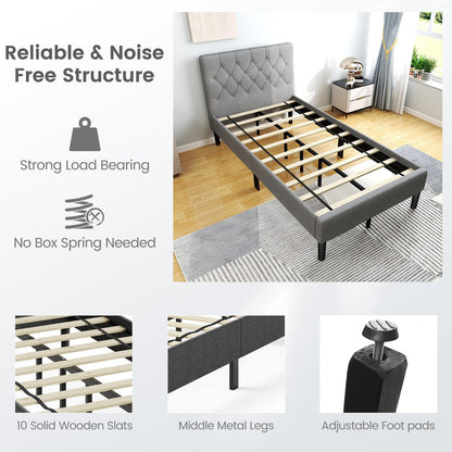 Goflame Twin Size Upholstered Bed Frame