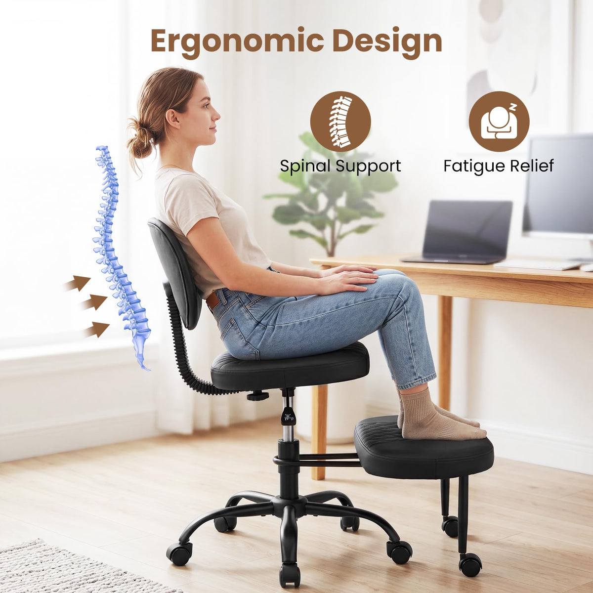 Goflame Ergonomic Criss Cross Meditation Office Chair with Wheels