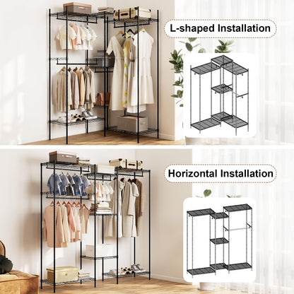 Goflame Convertible Clothes Organizer with L-shape & Horizontal Installation