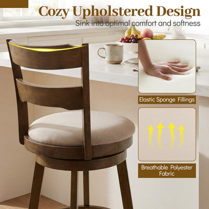 Goflame 30.5" Swivel Bar Stools Set of 2/4 with Fabric Upholstered Seat, High Back