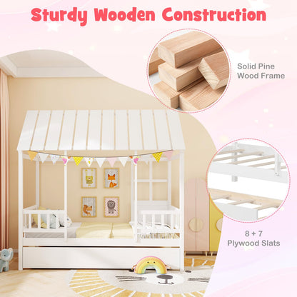 Goflame Twin House Bed with Trundle Bed Twin