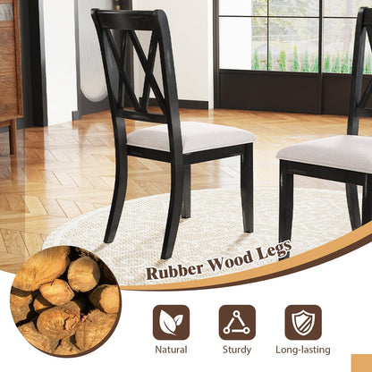 Goflame Wooden Dining Chairs Set of 2/4 Upholstered Kitchen Chair w/Distressed Rubber Wood Legs Curved Cross Back