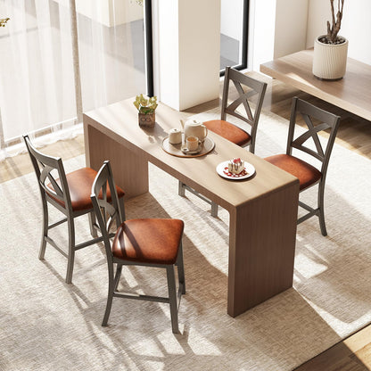 Goflame 24" Bar Stools Set of 2/4, Counter Height Bar Stools with Cross Back & Faux Leather Upholstered Seat