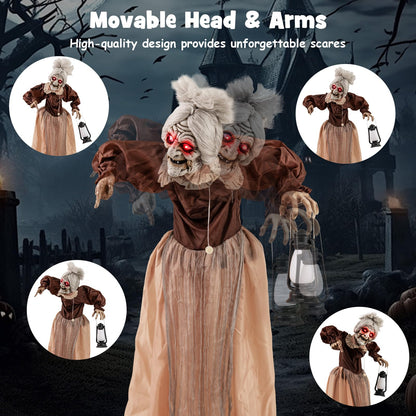 Goflame Halloween Animatronic, Talking Zombie Maid in Lantern
