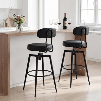 Goflame Swivel Barstools Set of 2/4 Faux Leather 31 Inch Bar Height Stools w/Upholstered Seat & Back