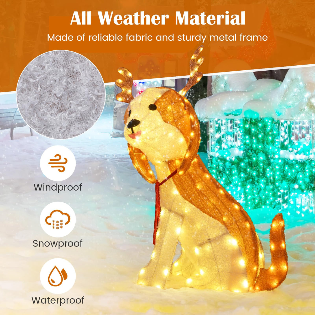 Goflame Lighted Christmas Dog, Indoor Outdoor Puppy Decoration w/LED Lights