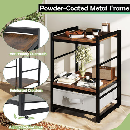 Goflame Industrial Nightstand with Storage Drawer for Bedroom