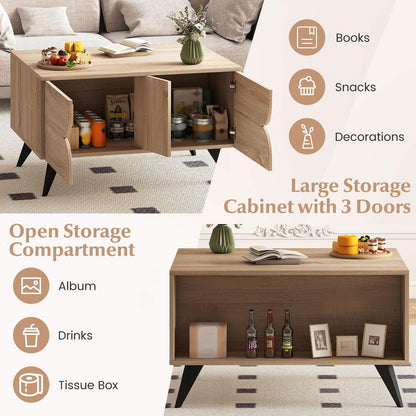 Goflame Farmhouse Accent Modern Coffee Table with Storage for Living Room Bedroom