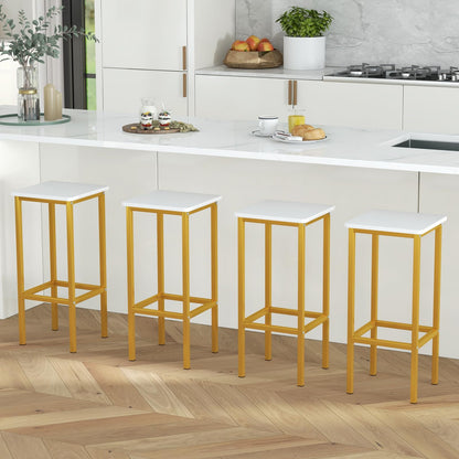 Goflame Bar Stools Set of 4, 26" Backless Barstools with Metal Legs & Footrest, Breakfast Bar Dining Chairs