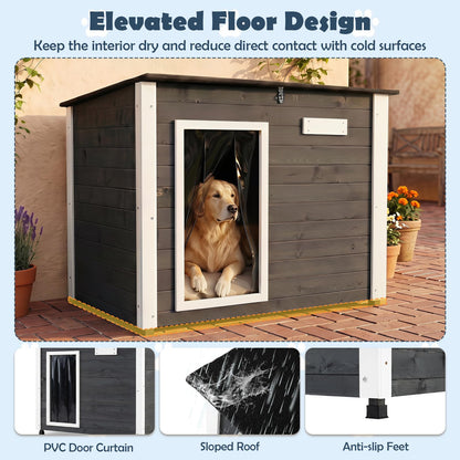 Goflame Wooden Dog House with Openable Asphalt Roof