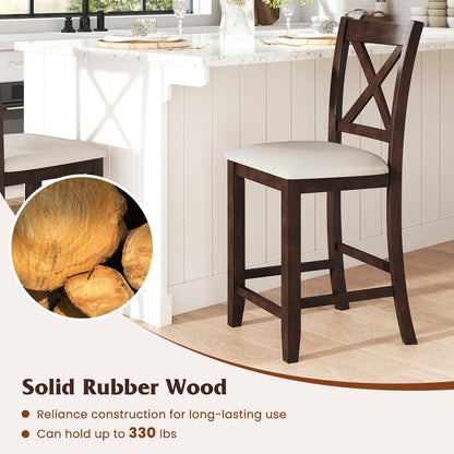 Goflame Farmhouse Counter Height Bar Stools with Footrest (2/4)