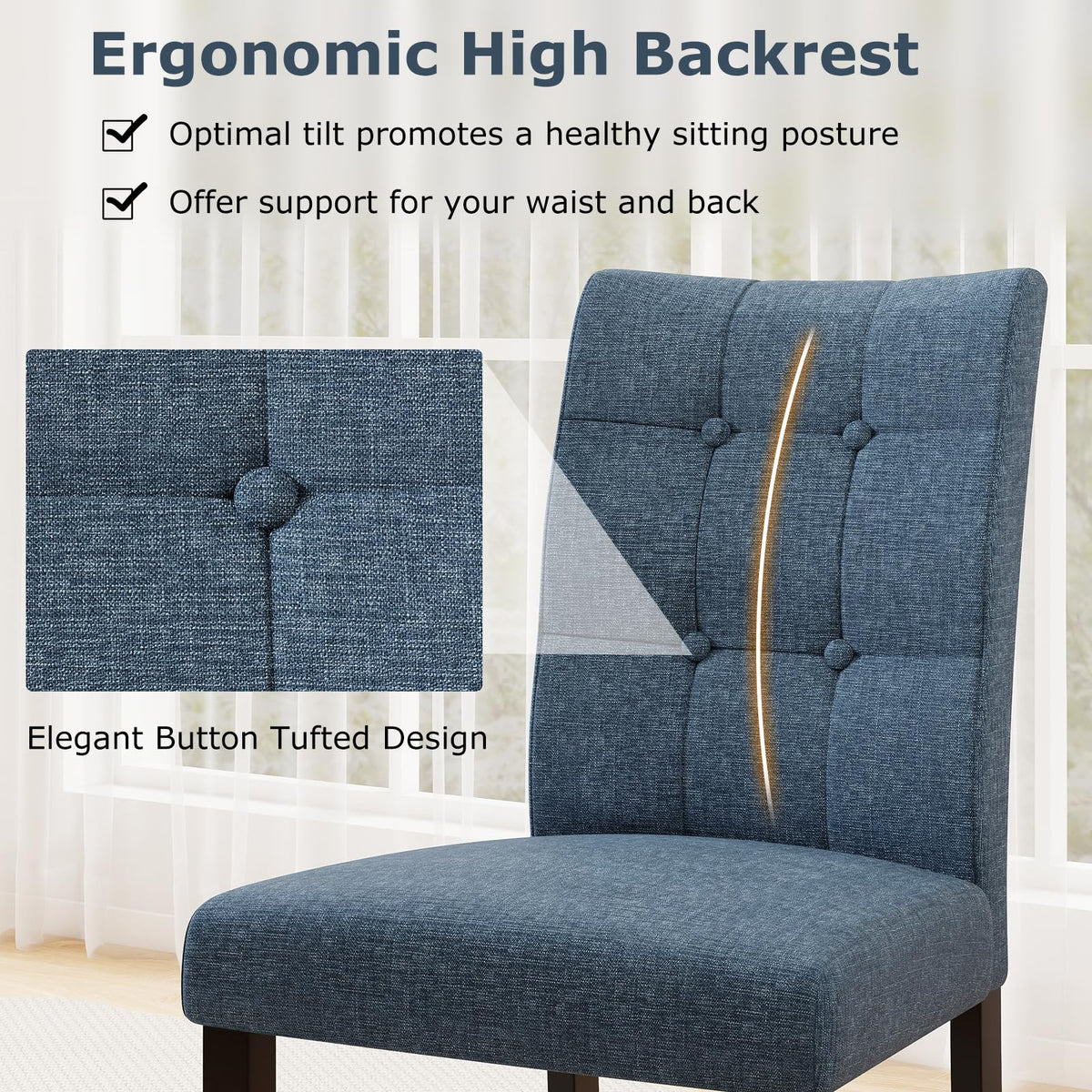 Goflame Upholstered Dining Chairs Set for Restaurant