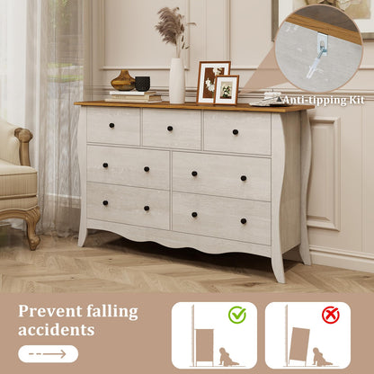 Goflame Storage Cabinet with Foldable & Detachable Fabric Drawers, Anti-Tipping Kit, 47” x 15” x 30.5” Farmhouse Floor Cabinet