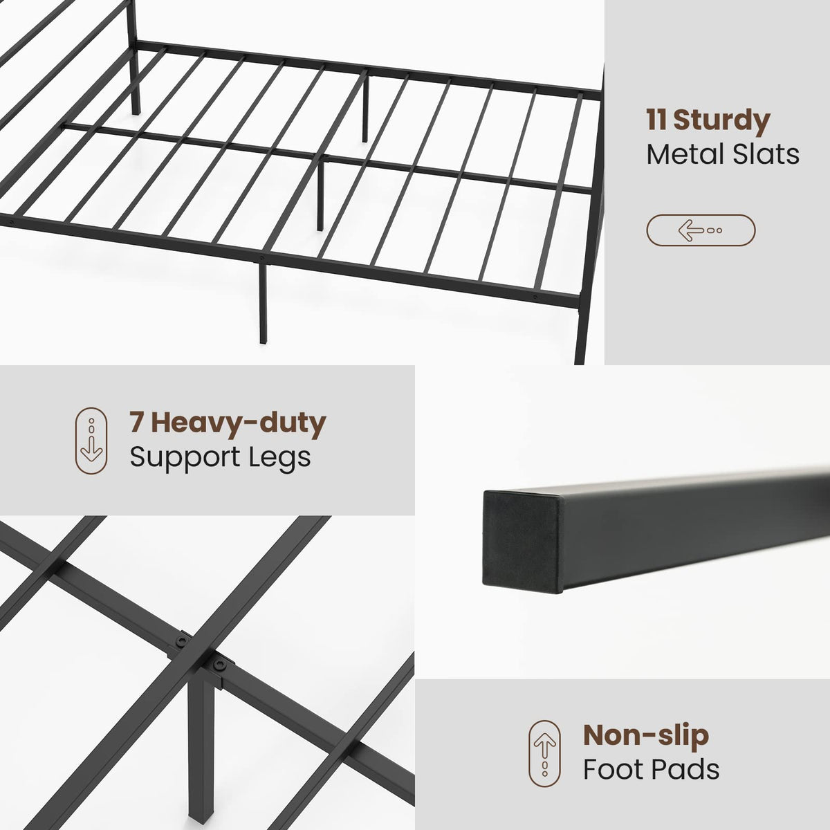 Goflame Full Size Metal Canopy Bed Frame, Modern Platform Bed Frame with 4 Poster & Headboard