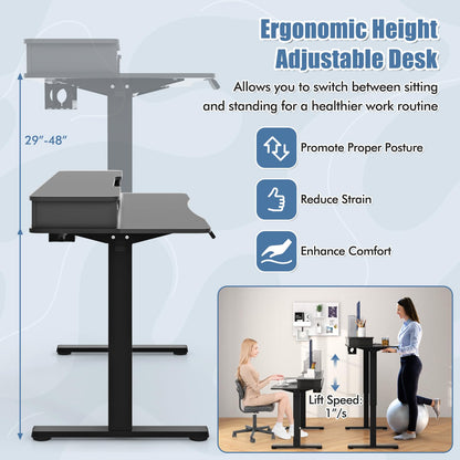 Goflame Electric Standing Desk with 2 Drawers, 48" /55"x 24" Height Adjustable Electric Stand Up Desk with Storage Shelf