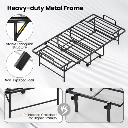 Goflame Twin Folding Bed Frame with Mattress
