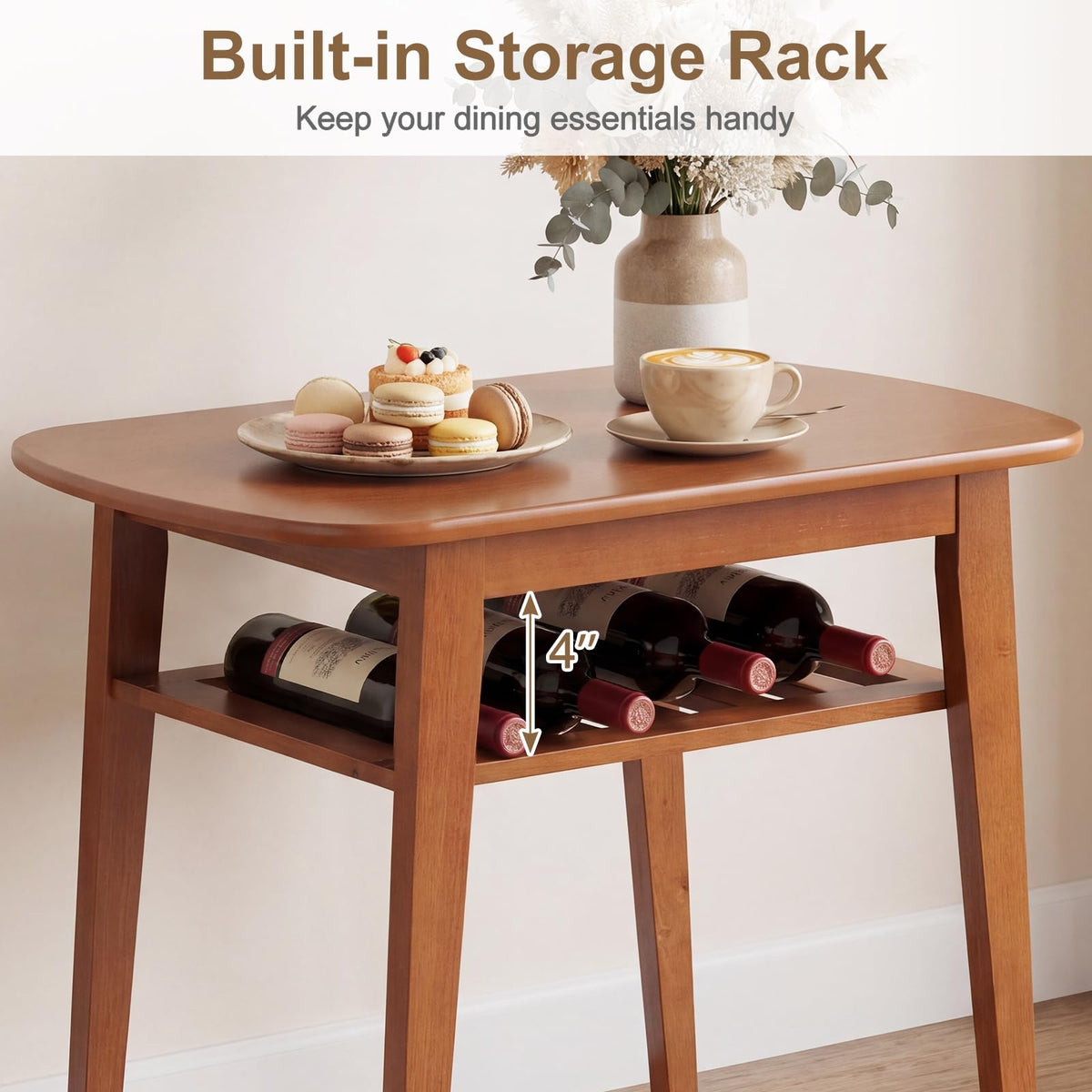 Goflame Space Saving Kitchen Table and Chairs Set w/Rubber Wood Frame