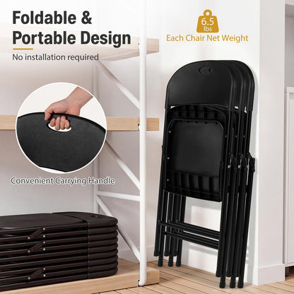 Goflame Plastic Folding Chair | Portable Stackable Commercial Seats with Ergonomic Backrest