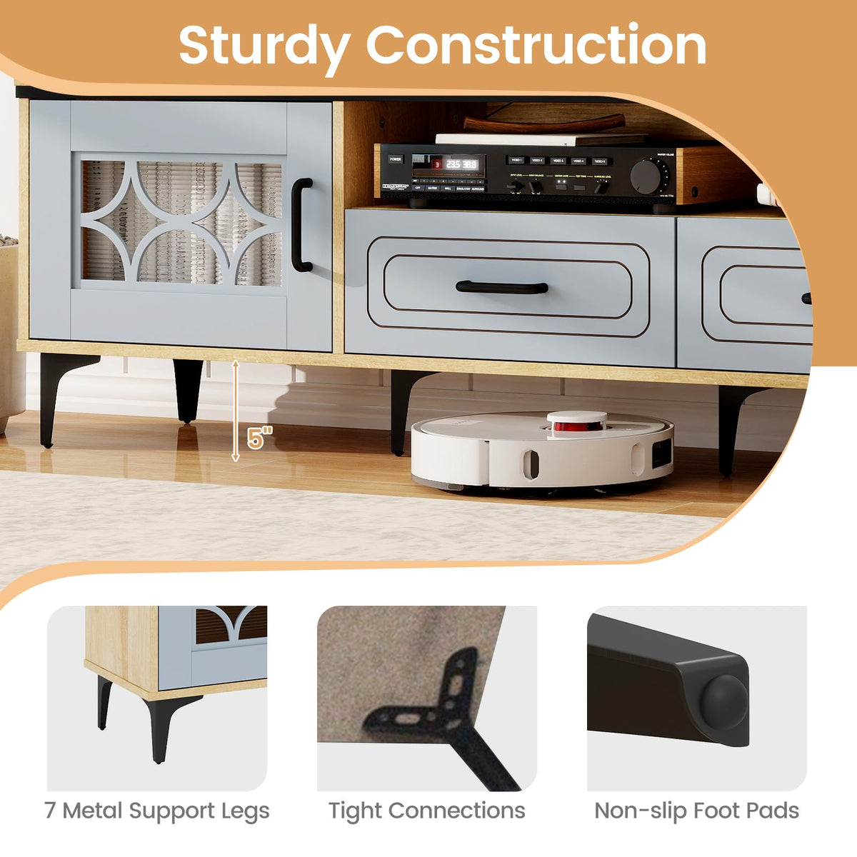 Goflame Wood TV Stand for TVs up to 80"
