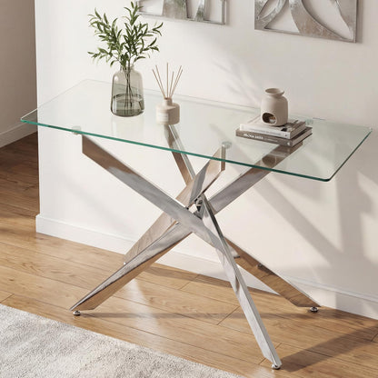 Goflame Glass Console Table 45" Modern Entryway Table