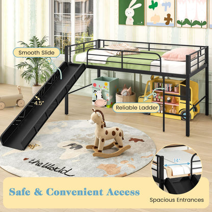 Goflame Low Loft Bed with Slide