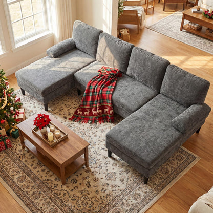 Goflame Sectional Couch for Living Room U-Shaped Sofa