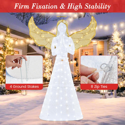 Goflame 5 FT Christmas Pre-Lit Angel, Yard Lighted-up Festive Angel w/Halo