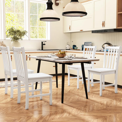 Goflame Wooden Dining Chairs Set of 2/4-100% Solid Rubber Wood Kitchen Chair with Curved Backrest