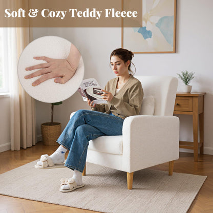Goflame Modern Accent Chair with Lumbar Pillow Teddy Fleece Cover