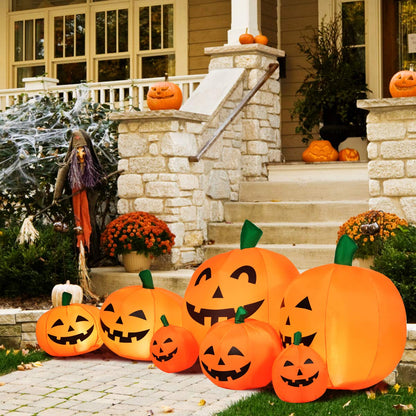 7.5 Ft Halloween Inflatable Pumpkin Patch, Inflatable Blow Up Flashing Lights 7 Pumpkins