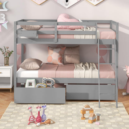 Goflame Bunk Bed Twin Over Twin with 2 Storage Drawers