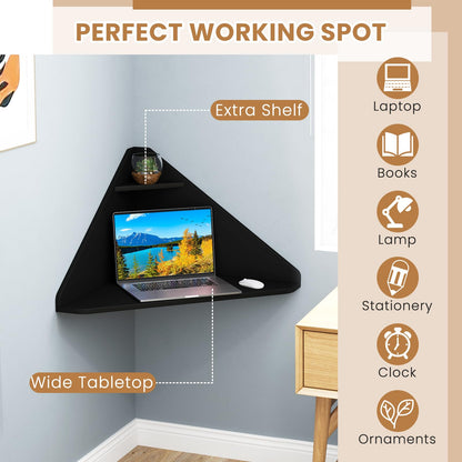 Goflame Wall Mounted Computer Desk with Storage Shelf