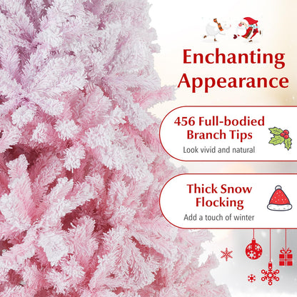 Goflame Pink Gradient & White Snow Flocked Christmas Tree | Home Office Decoration