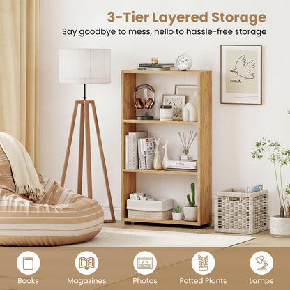 Goflame 3-Tier Bookcase with Anti-Tipping Kit for Living Room