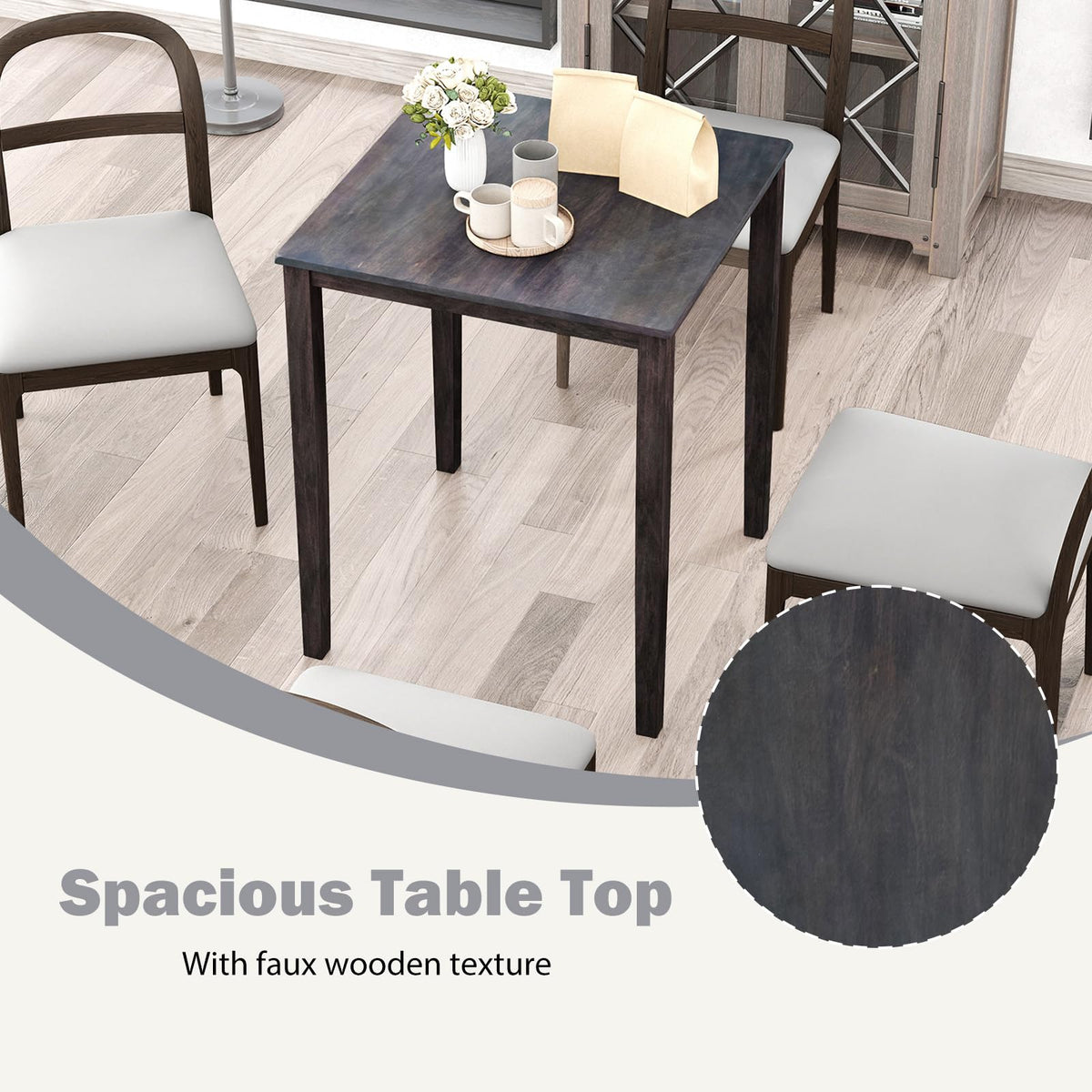 Goflame Square Dining Table with Solid Wood Frame