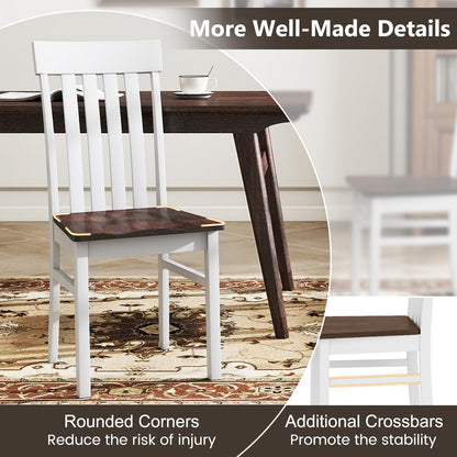 Goflame Wooden Dining Chairs Set of 2/4 with Hollowed Backrests & Rubber Wood Seats