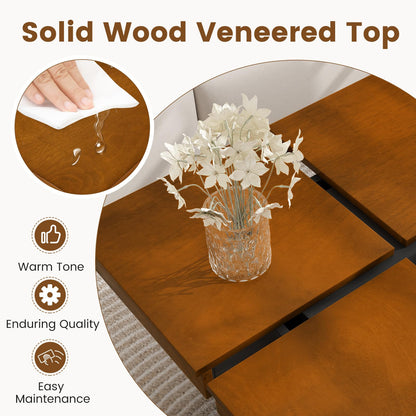 Goflame Square Coffee Table | 31.5 Inch Mid Century Modern Center Table with Solid Wood Veneered Split Top