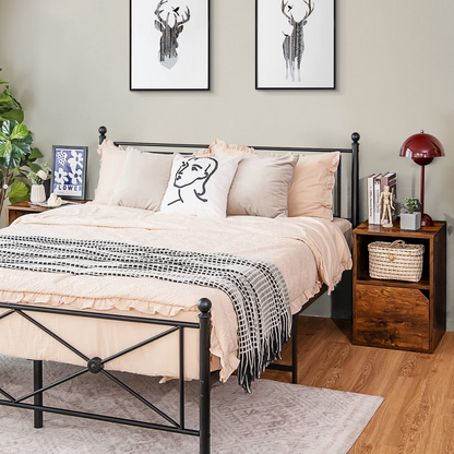 Goflame Set of 2 Nightstands, End Table Bedside Table w/Storage Cabinet and Open Shelf